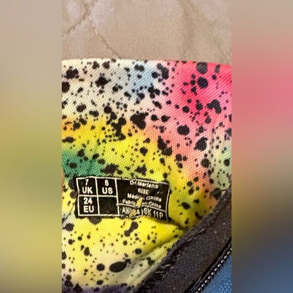 Youth Dr. Martens Blue Canvas with Rainbow Splatter Sz US8 - Picture 7 of 8